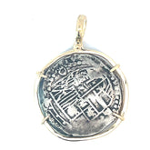 14k Two Tone Large Coin Frame Atocha Copy Pendant